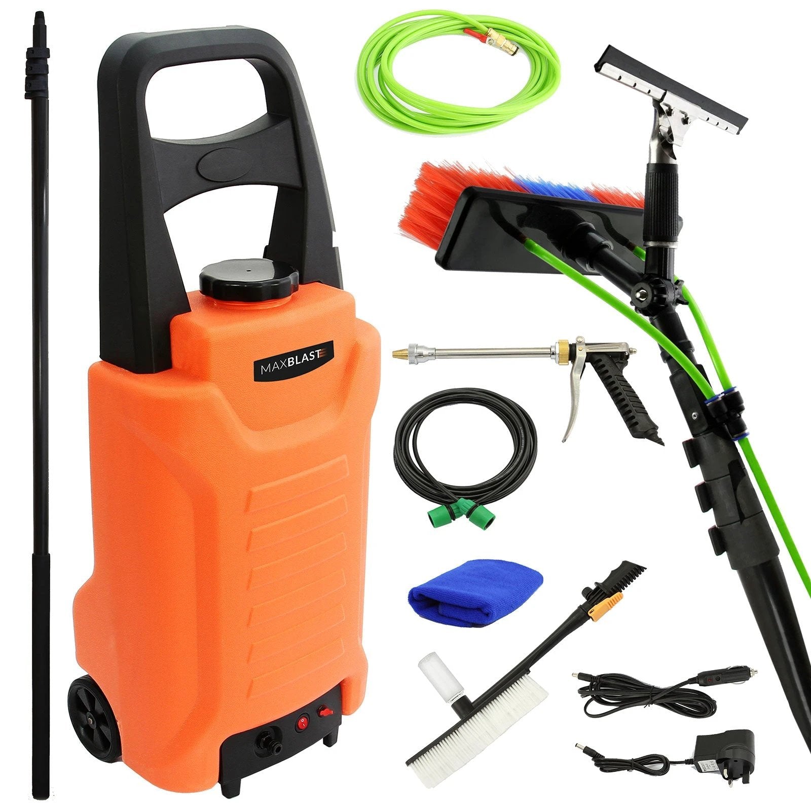 30ft Water Fed Cleaning Pole & 30L Water Trolley by Monster Shop