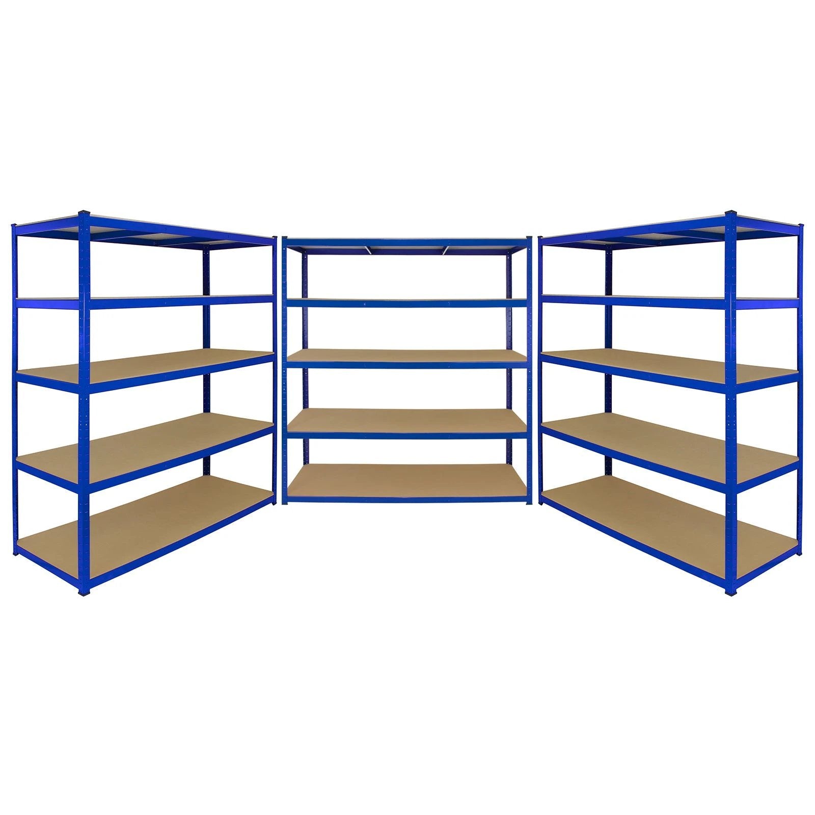 Monster Shop Monster Racking T-Rax 3 x Extra Wide Storage Shelves, Blue, 160cm W, 60cm D -