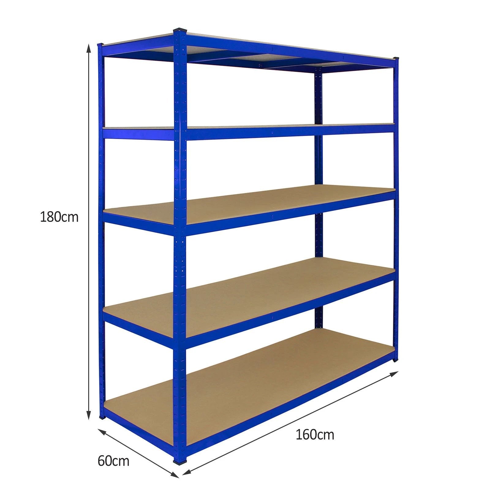Monster Shop Monster Racking T-Rax Extra Wide Storage Shelves, Blue, 160cm W, 60cm D -