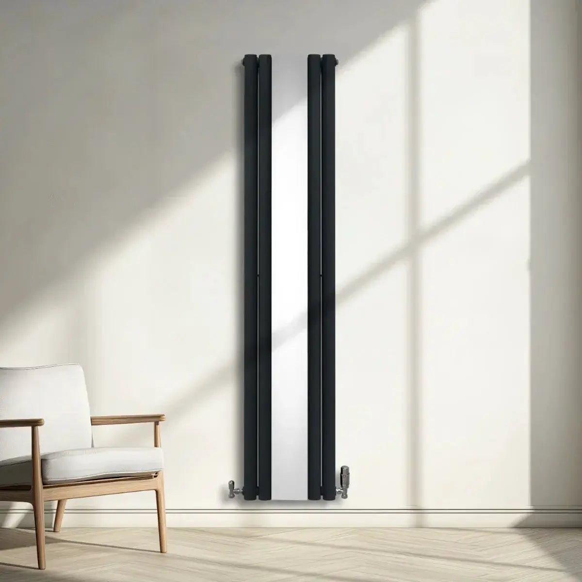 Monster Shop Oval Mirror Radiator & Valves - 1800mm x 380mm - Anthracite Grey -
