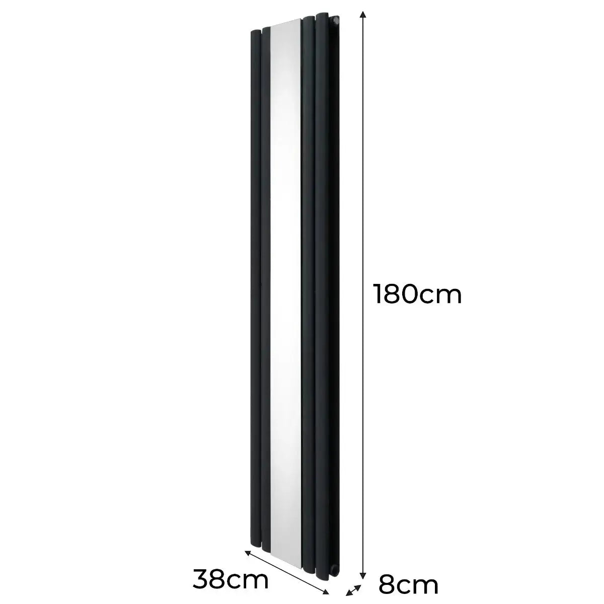 Monster Shop Oval Mirror Radiator & Valves - 1800mm x 380mm - Anthracite Grey -