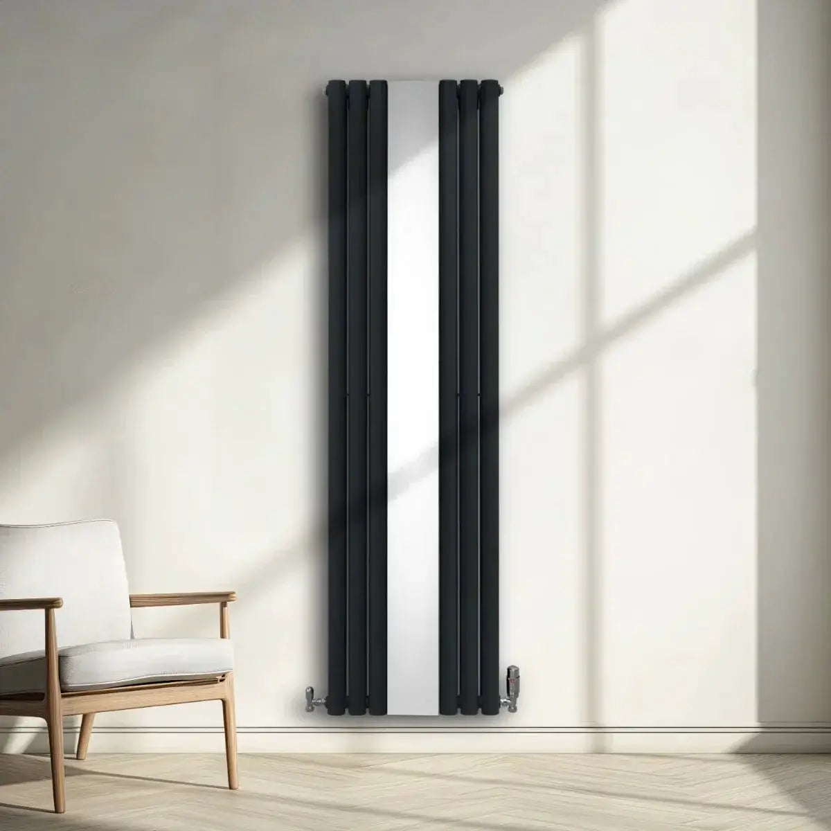 Monster Shop Oval Mirror Radiator & Valves - 1800mm x 500mm - Anthracite Grey -