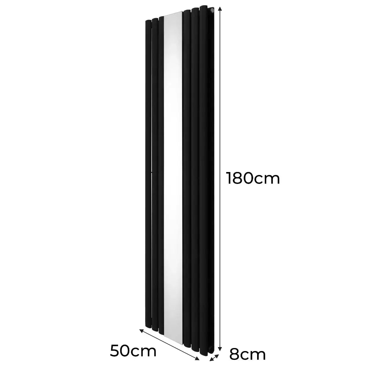 Monster Shop Oval Mirror Radiator & Valves - 1800mm x 500mm - Black -