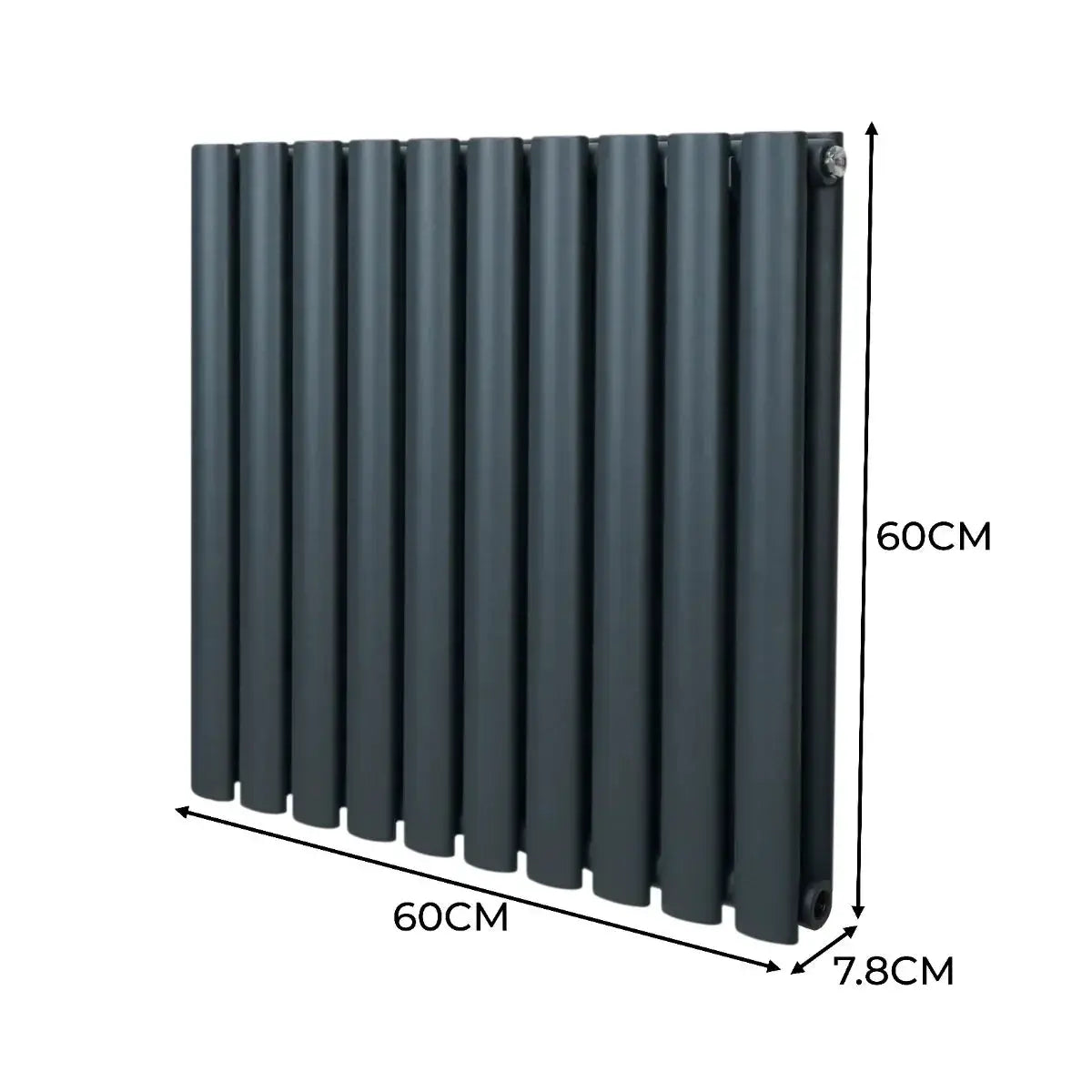 Monster Shop Oval Column Radiator & Valves - 600mm x 600mm – Anthracite Grey -