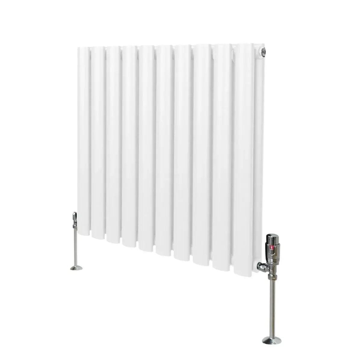 Monster Shop Oval Column Radiator & Valves - 600mm x 600mm – White -