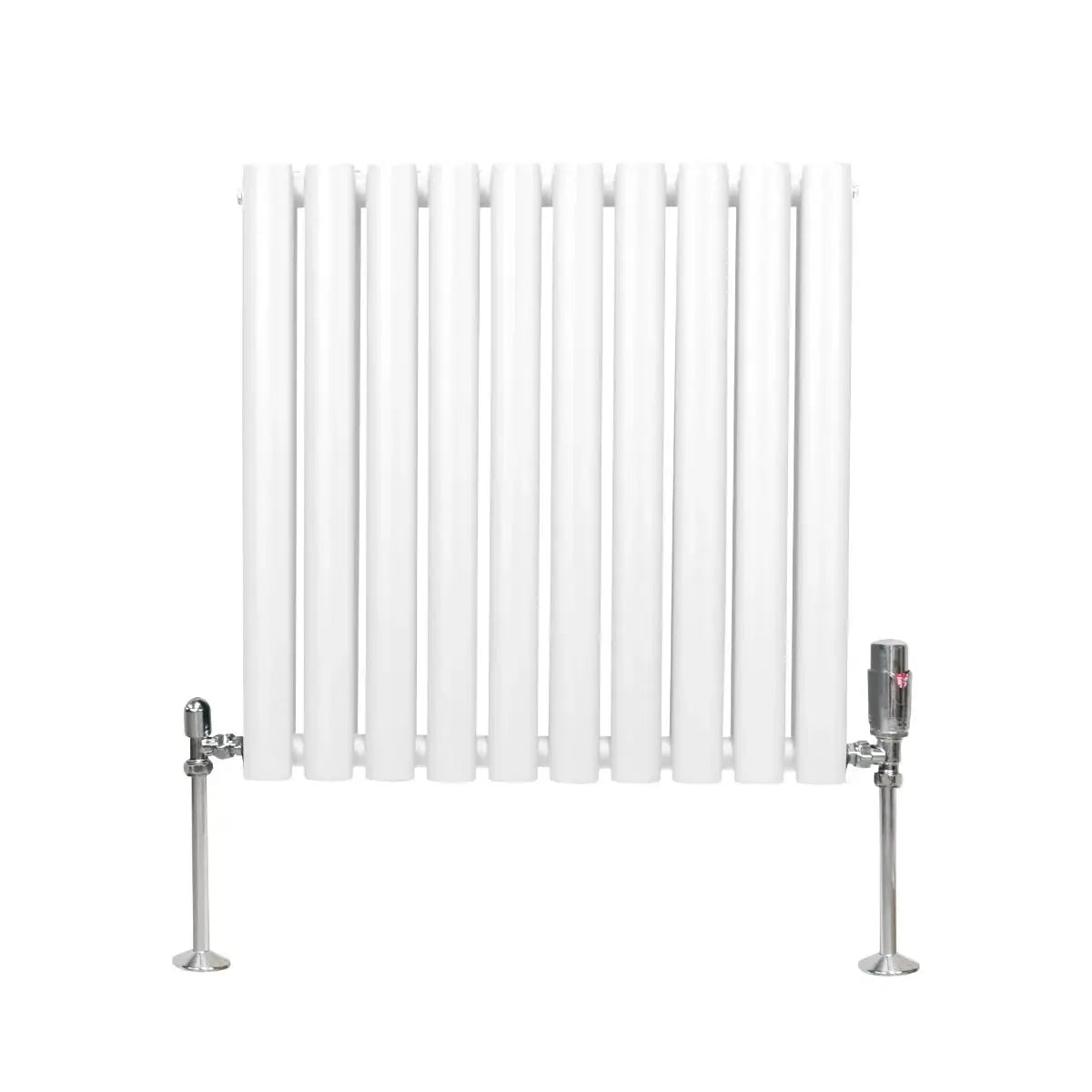 Monster Shop Oval Column Radiator & Valves - 600mm x 600mm – White -