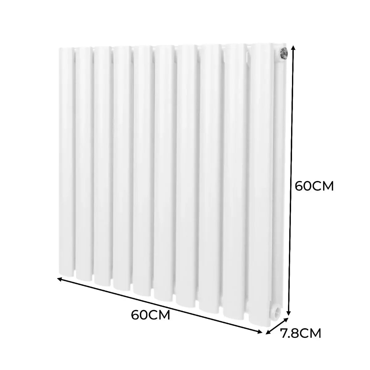 Monster Shop Oval Column Radiator & Valves - 600mm x 600mm – White -