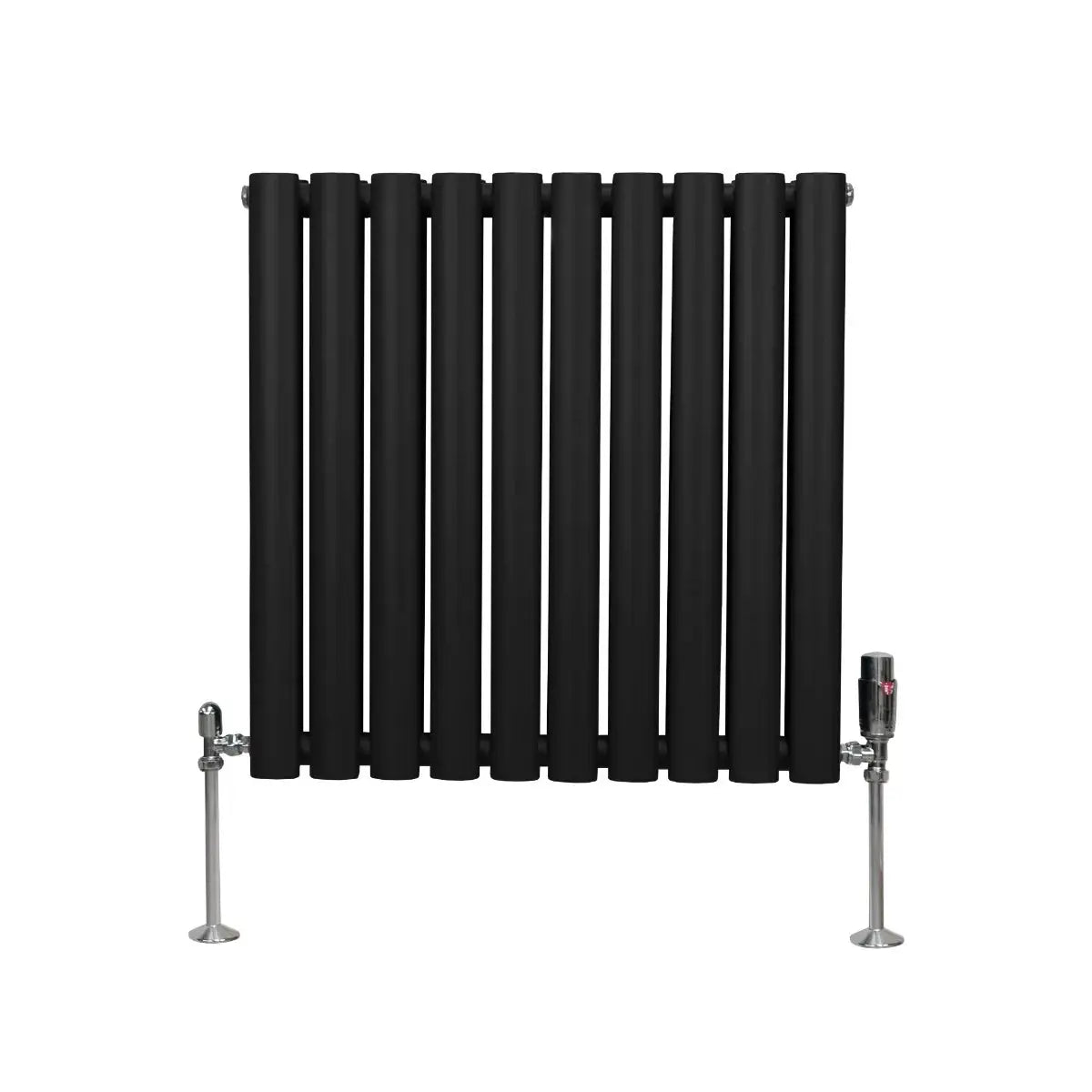Monster Shop Oval Column Radiator & Valves - 600mm x 600mm – Black -