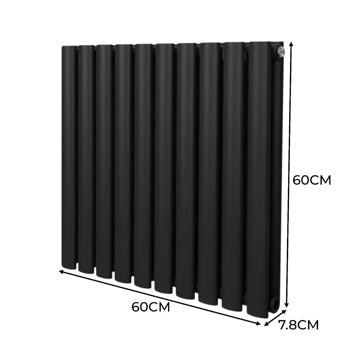 Monster Shop Oval Column Radiator & Valves - 600mm x 600mm – Black -