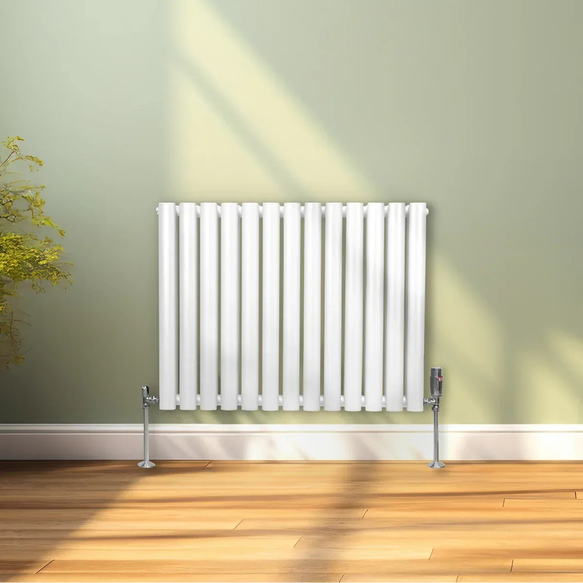 Monster Shop Oval Column Radiator & Valves - 600mm x 780mm – White -