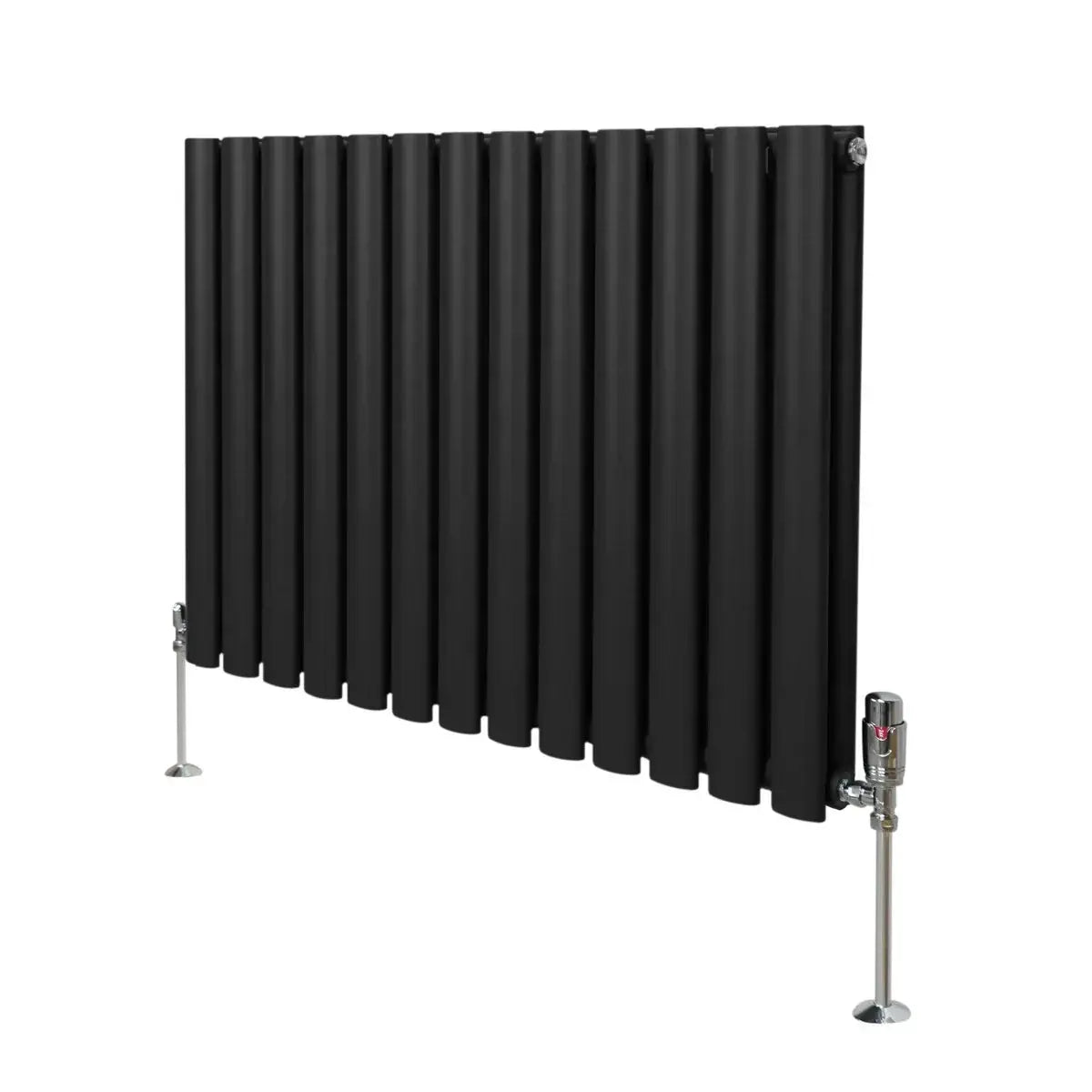 Monster Shop Oval Column Radiator & Valves - 600mm x 780mm – Black -