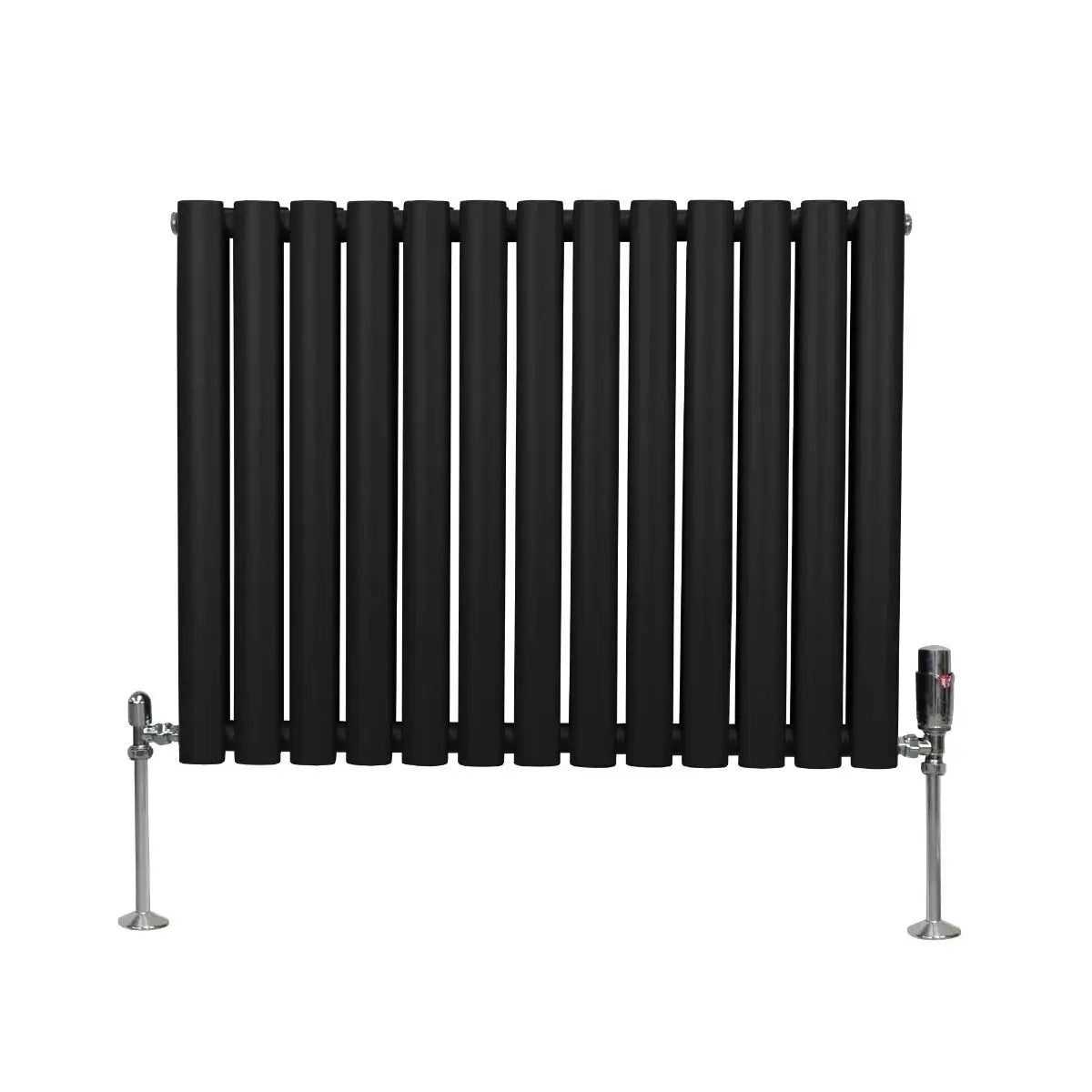 Monster Shop Oval Column Radiator & Valves - 600mm x 780mm – Black -