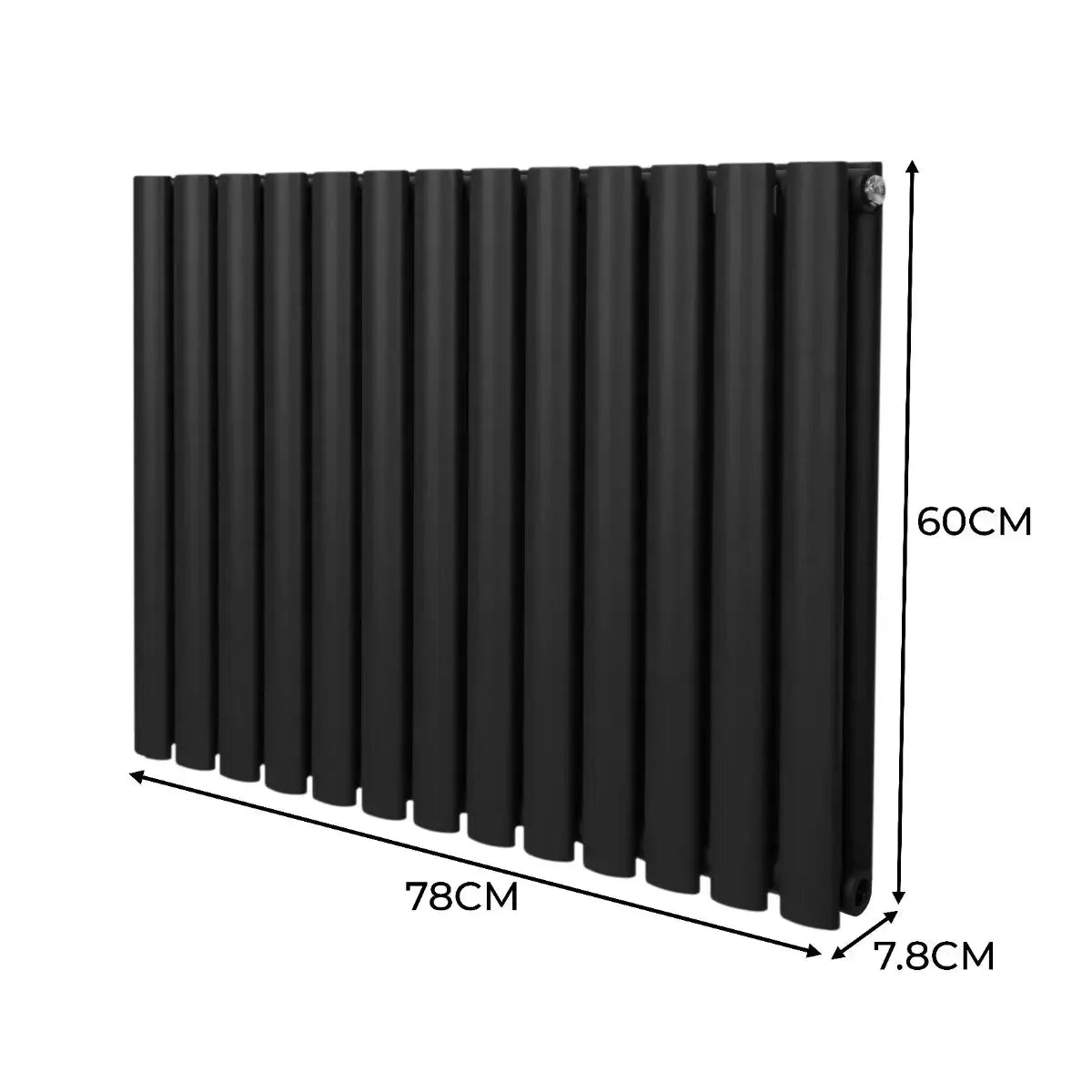 Monster Shop Oval Column Radiator & Valves - 600mm x 780mm – Black -