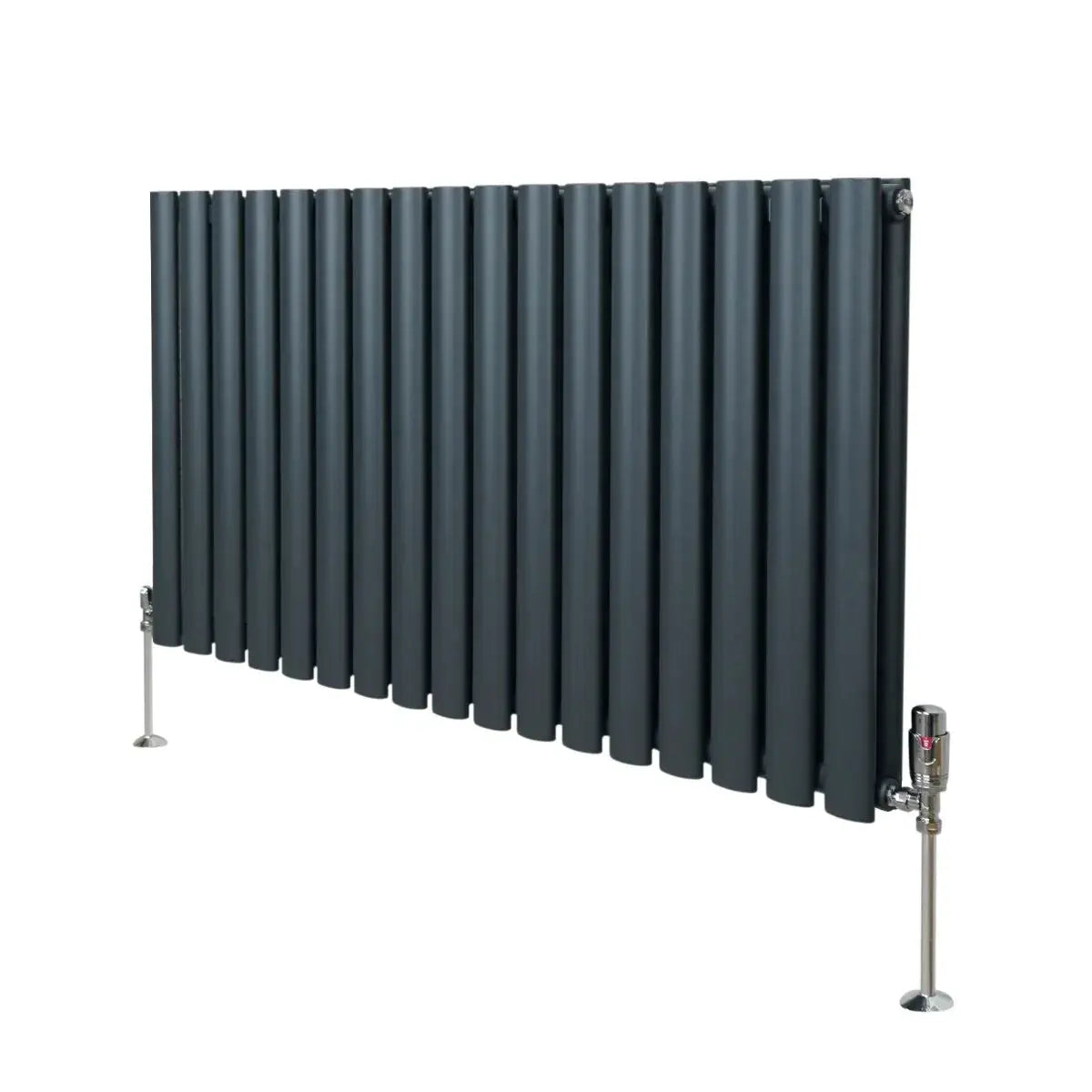 Monster Shop Oval Column Radiator & Valves - 600mm x 1020mm – Anthracite Grey -