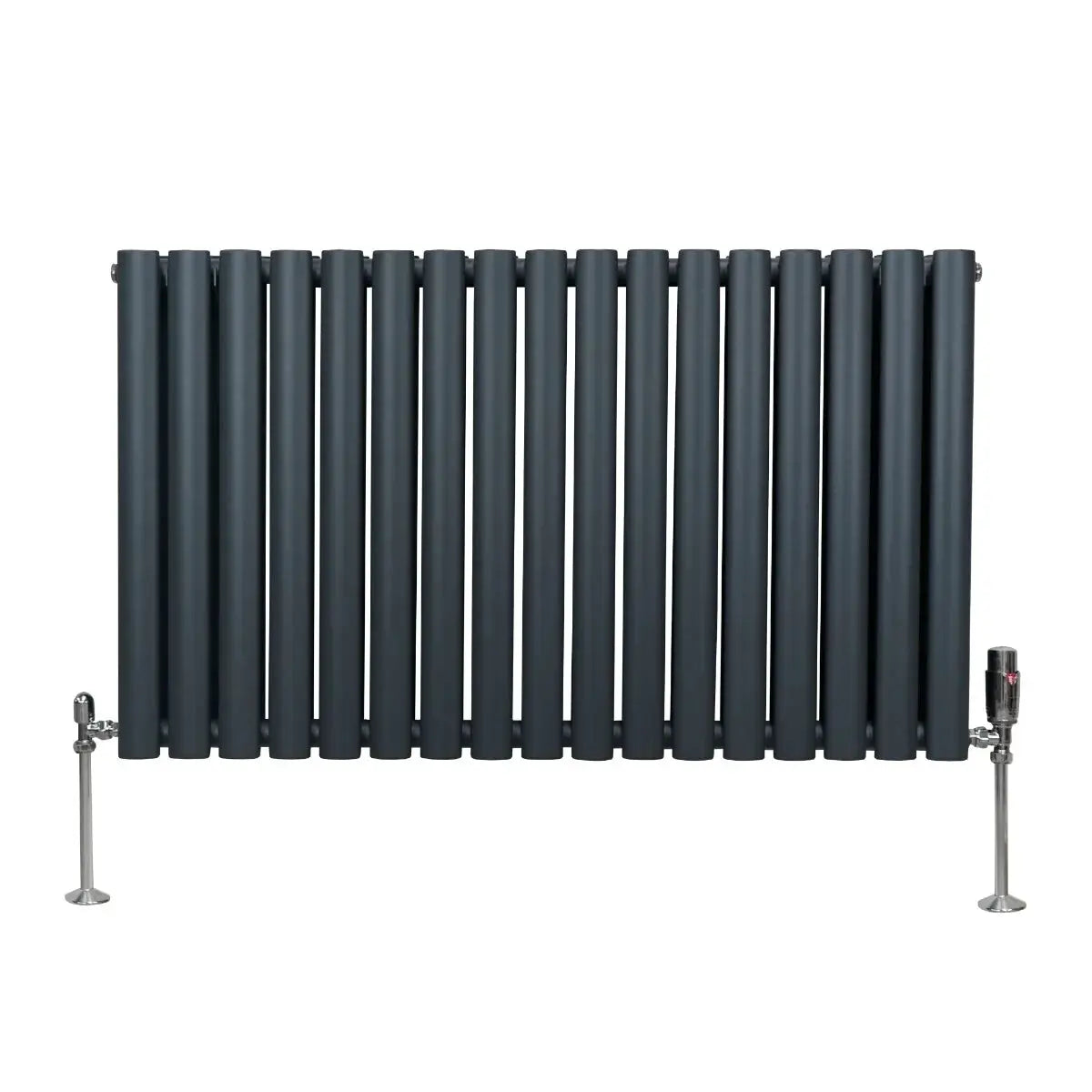 Monster Shop Oval Column Radiator & Valves - 600mm x 1020mm – Anthracite Grey -