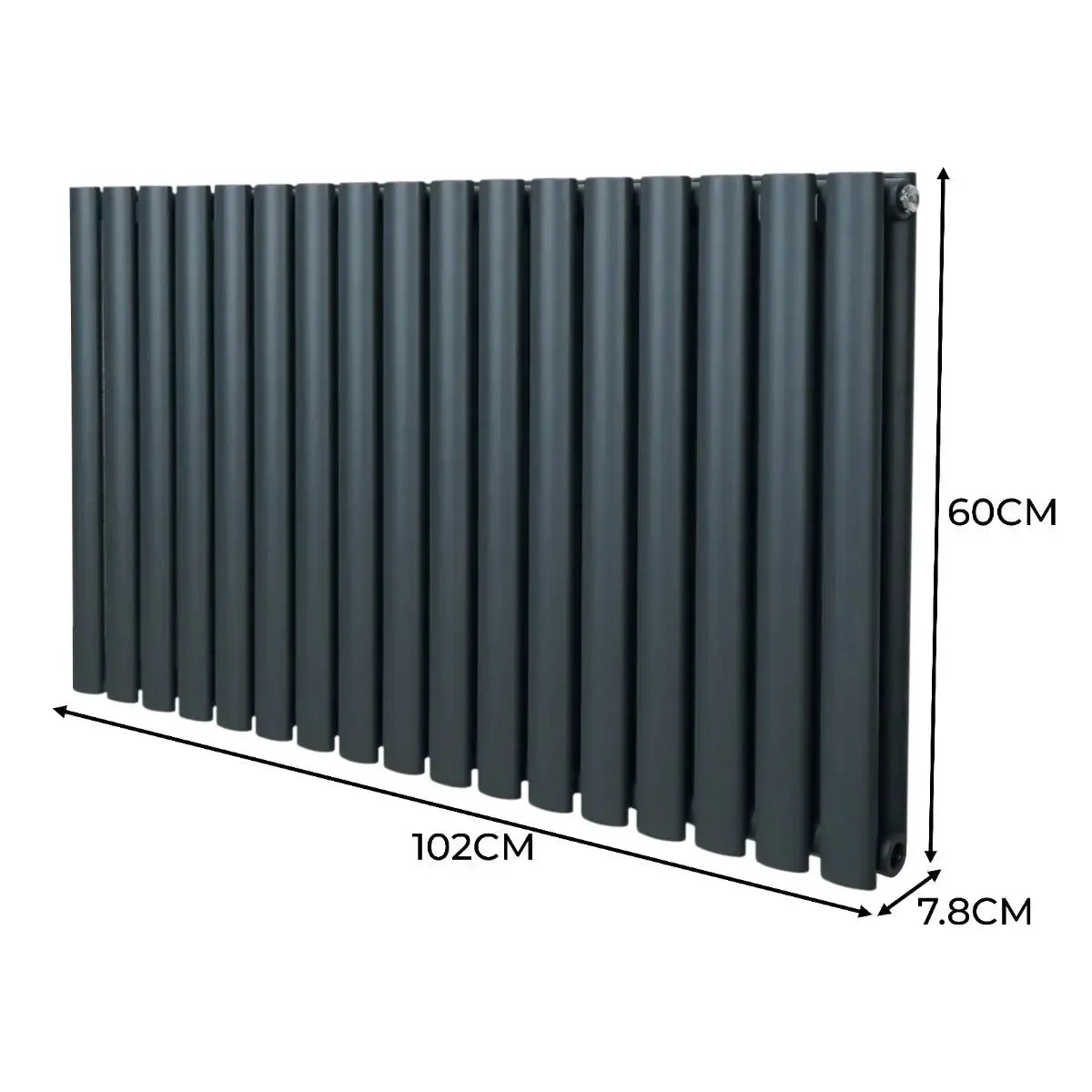 Monster Shop Oval Column Radiator & Valves - 600mm x 1020mm – Anthracite Grey -