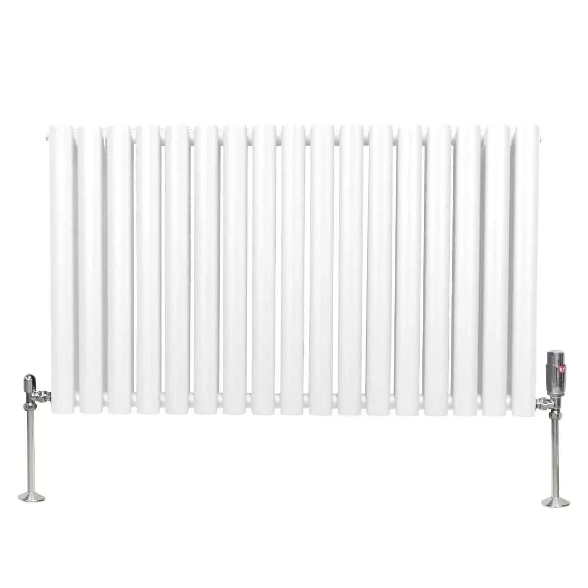 Monster Shop Oval Column Radiator & Valves - 600mm x 1020mm – White -
