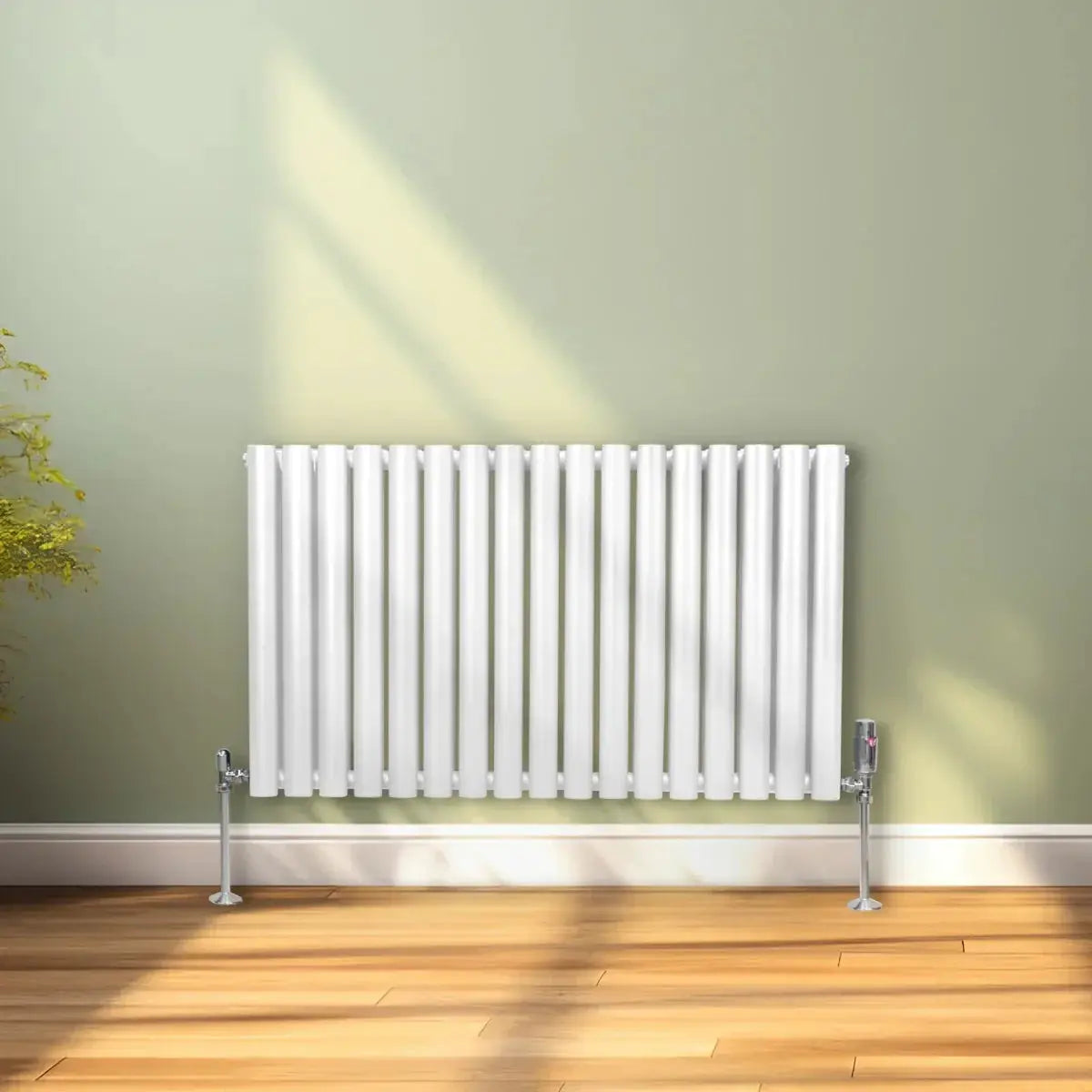 Monster Shop Oval Column Radiator & Valves - 600mm x 1020mm – White -