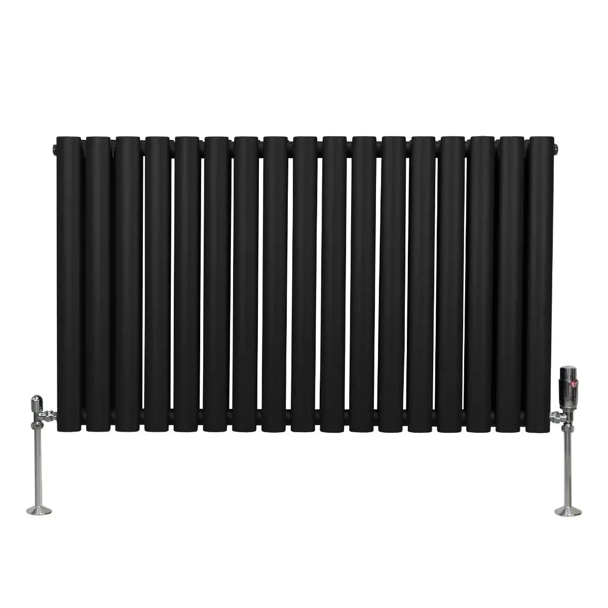Monster Shop Oval Column Radiator & Valves - 600mm x 1020mm – Black -