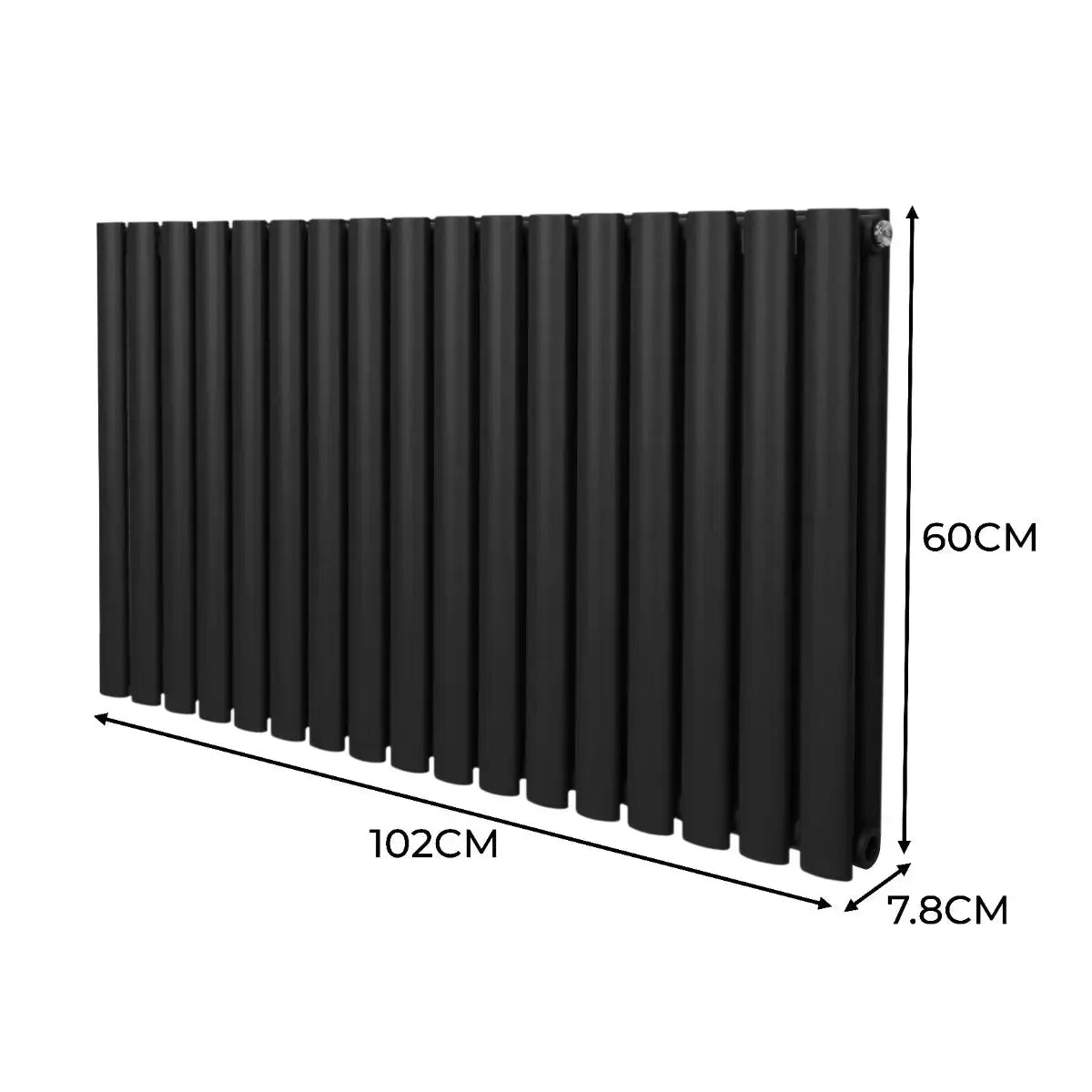 Monster Shop Oval Column Radiator & Valves - 600mm x 1020mm – Black -