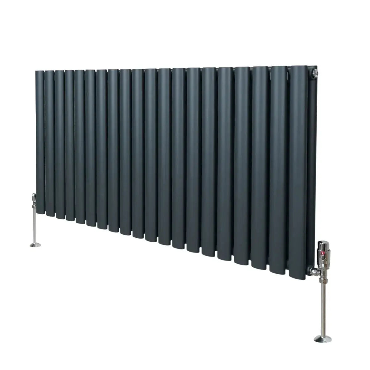 Monster Shop Oval Column Radiator & Valves - 600mm x 1200mm – Anthracite Grey -