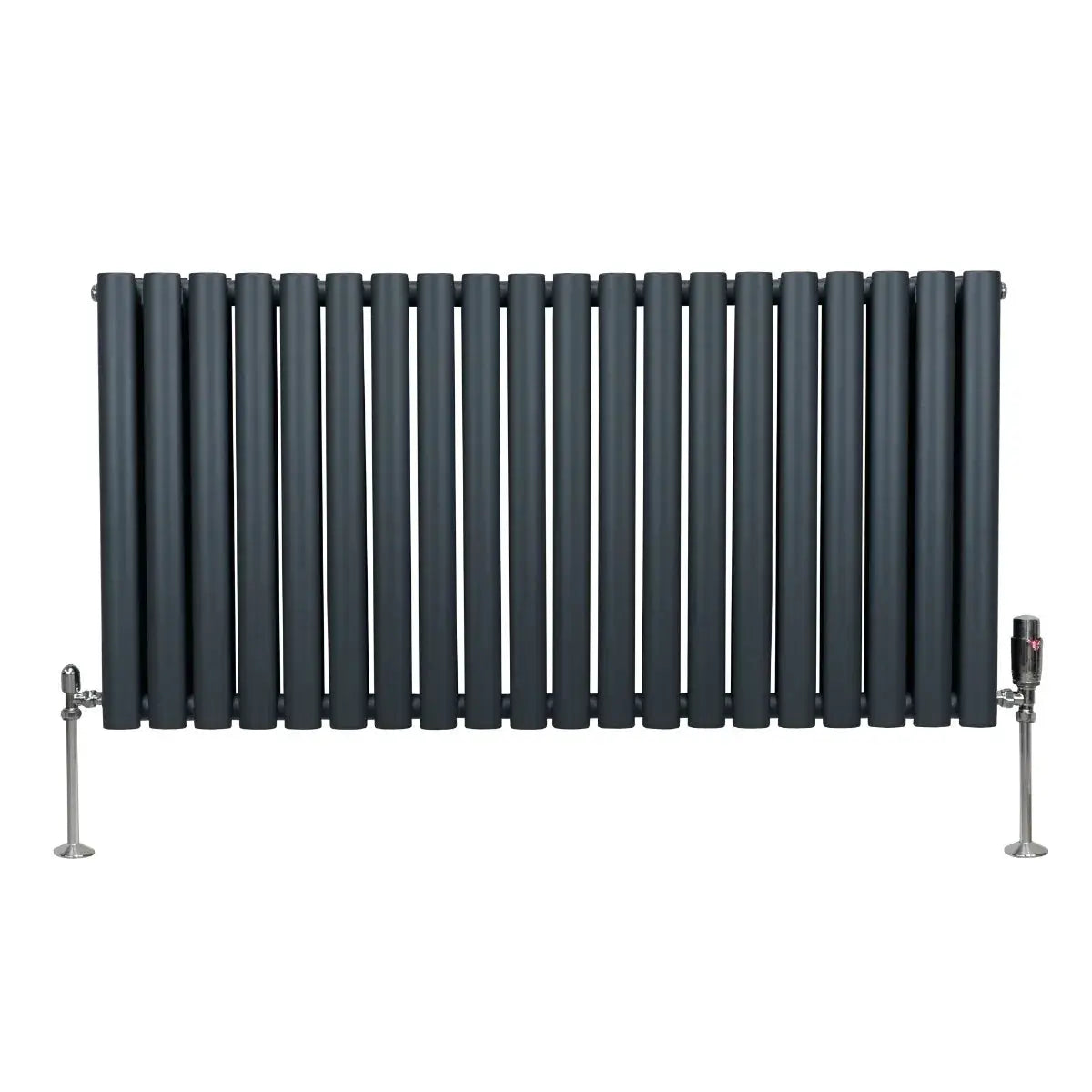 Monster Shop Oval Column Radiator & Valves - 600mm x 1200mm – Anthracite Grey -