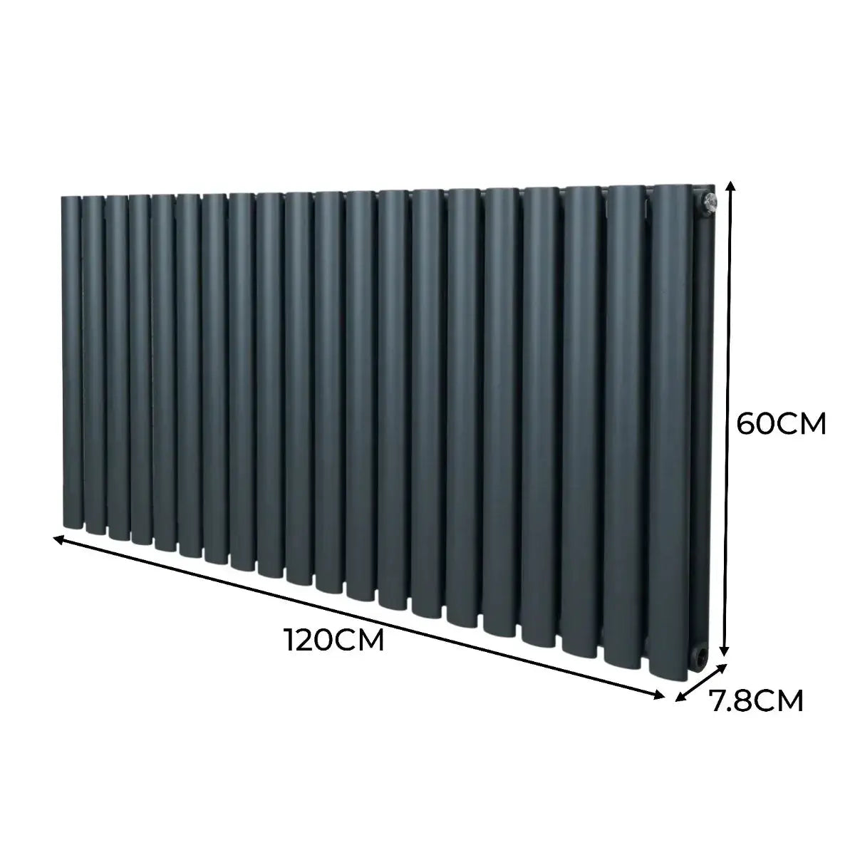 Monster Shop Oval Column Radiator & Valves - 600mm x 1200mm – Anthracite Grey -