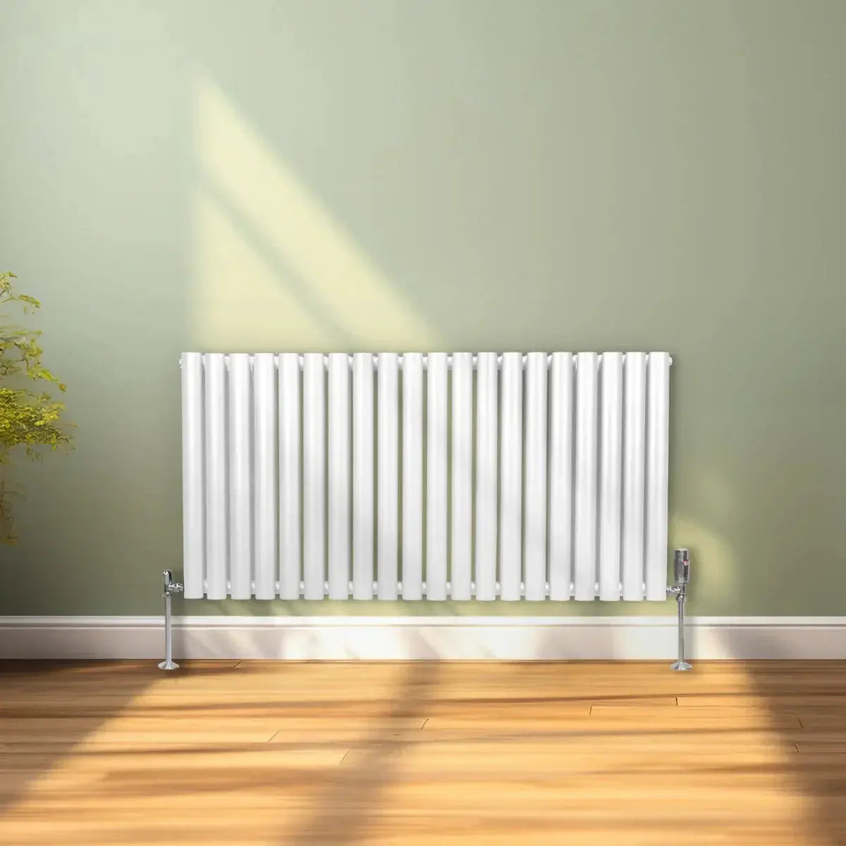 Monster Shop Oval Column Radiator & Valves - 600mm x 1200mm – White -
