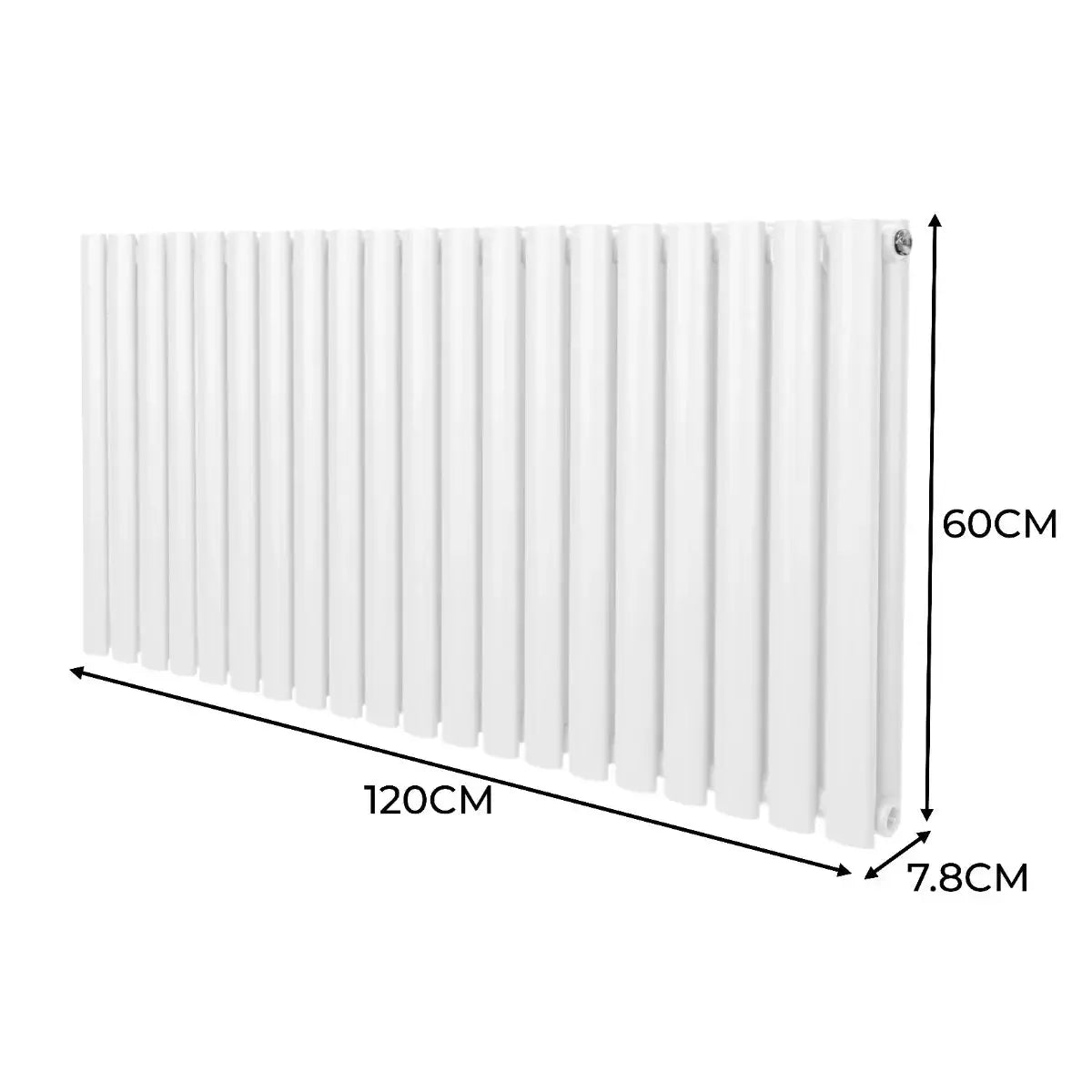 Monster Shop Oval Column Radiator & Valves - 600mm x 1200mm – White -