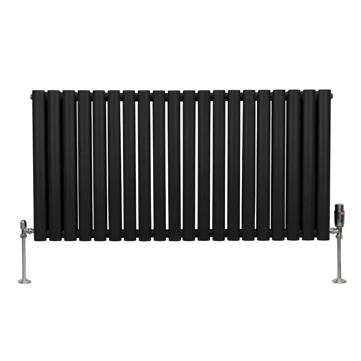 Monster Shop Oval Column Radiator & Valves - 600mm x 1200mm – Black -