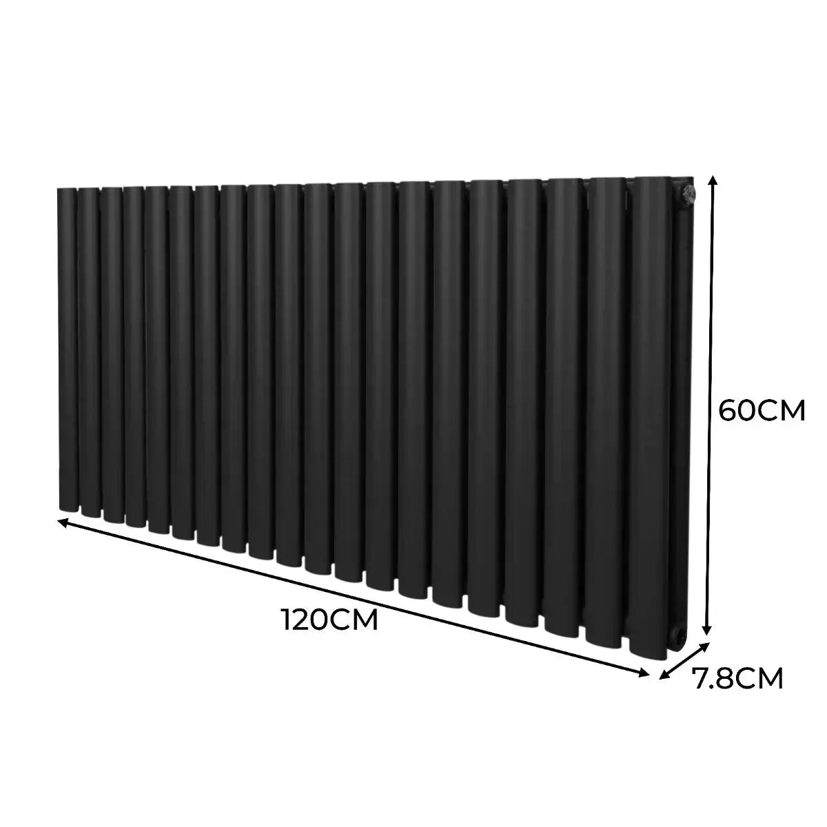 Monster Shop Oval Column Radiator & Valves - 600mm x 1200mm – Black -