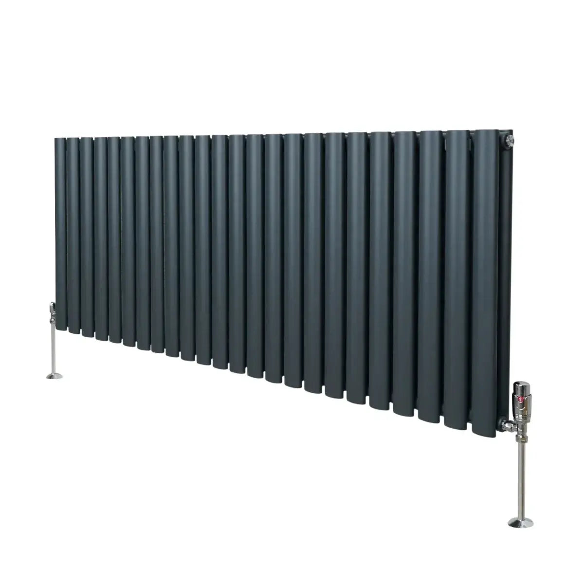Monster Shop Oval Column Radiator & Valves - 600mm x 1440mm – Anthracite Grey -