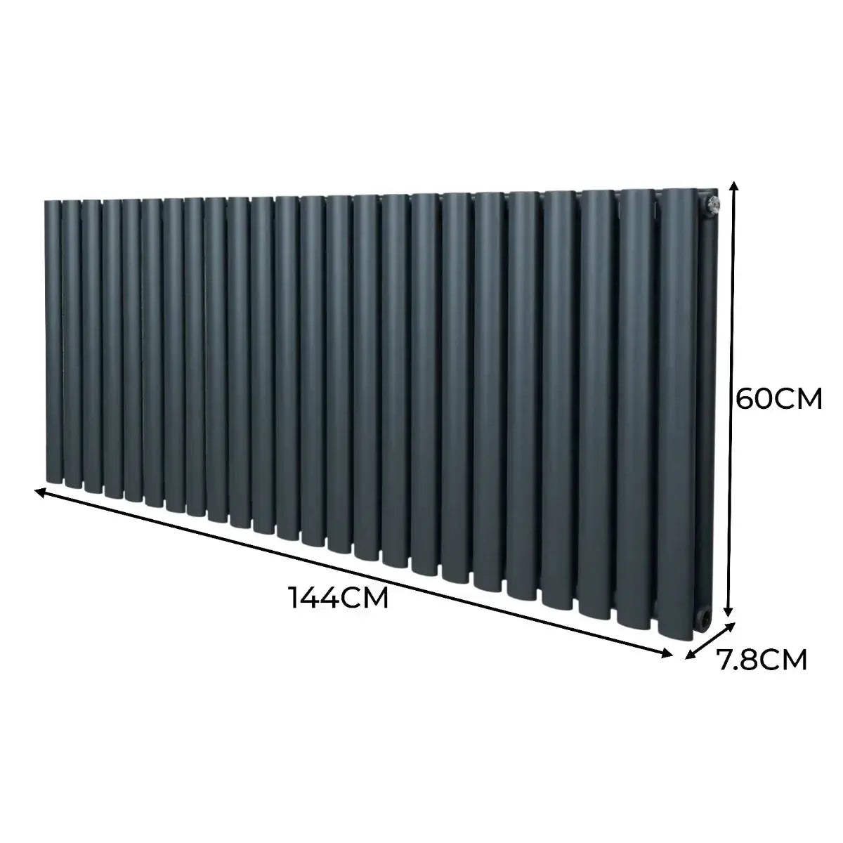 Monster Shop Oval Column Radiator & Valves - 600mm x 1440mm – Anthracite Grey -