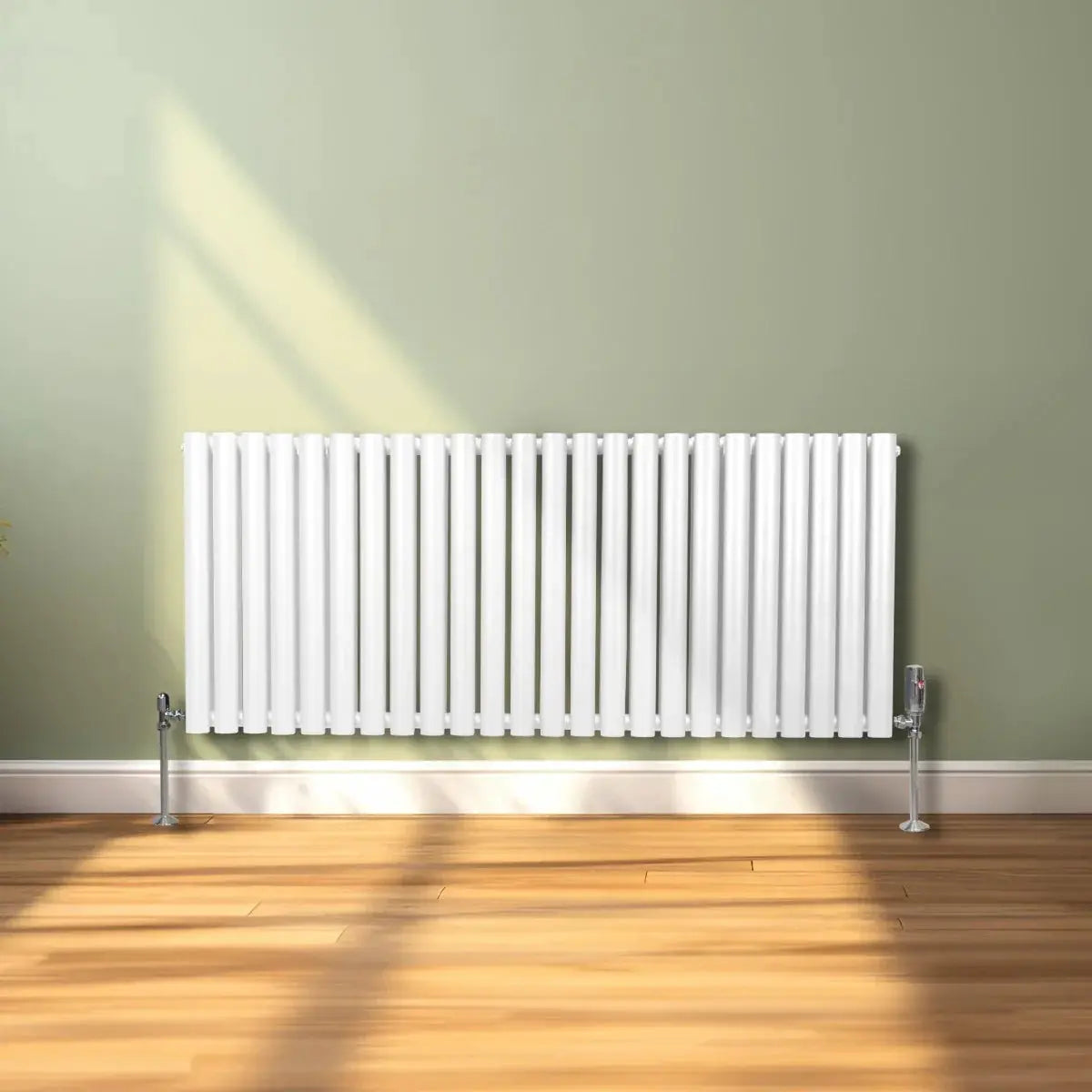 Monster Shop Oval Column Radiator & Valves - 600mm x 1440mm – White -