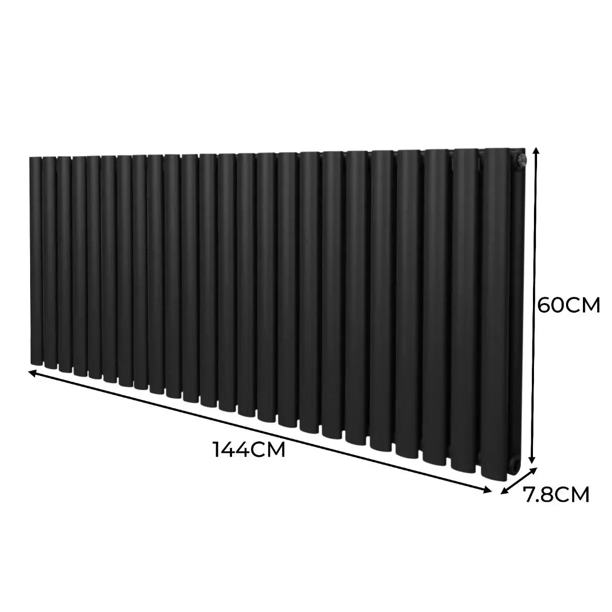 Monster Shop Oval Column Radiator & Valves - 600mm x 1440mm – Black -