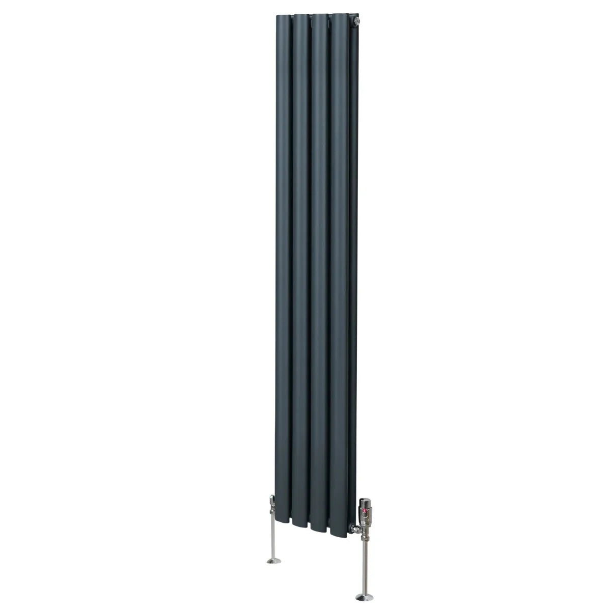 Monster Shop Oval Column Radiator & Valves - 1600mm x 240mm – Anthracite Grey -