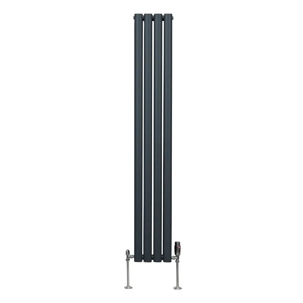 Monster Shop Oval Column Radiator & Valves - 1600mm x 240mm – Anthracite Grey -