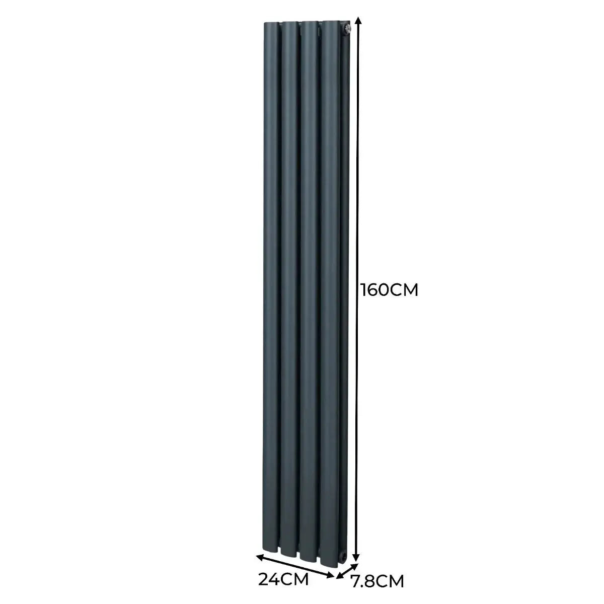 Monster Shop Oval Column Radiator & Valves - 1600mm x 240mm – Anthracite Grey -