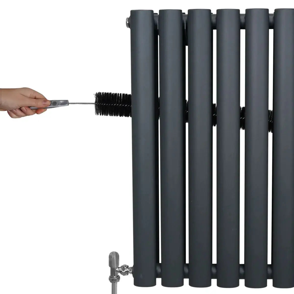 Monster Shop Oval Column Radiator & Valves - 1600mm x 240mm – Anthracite Grey -