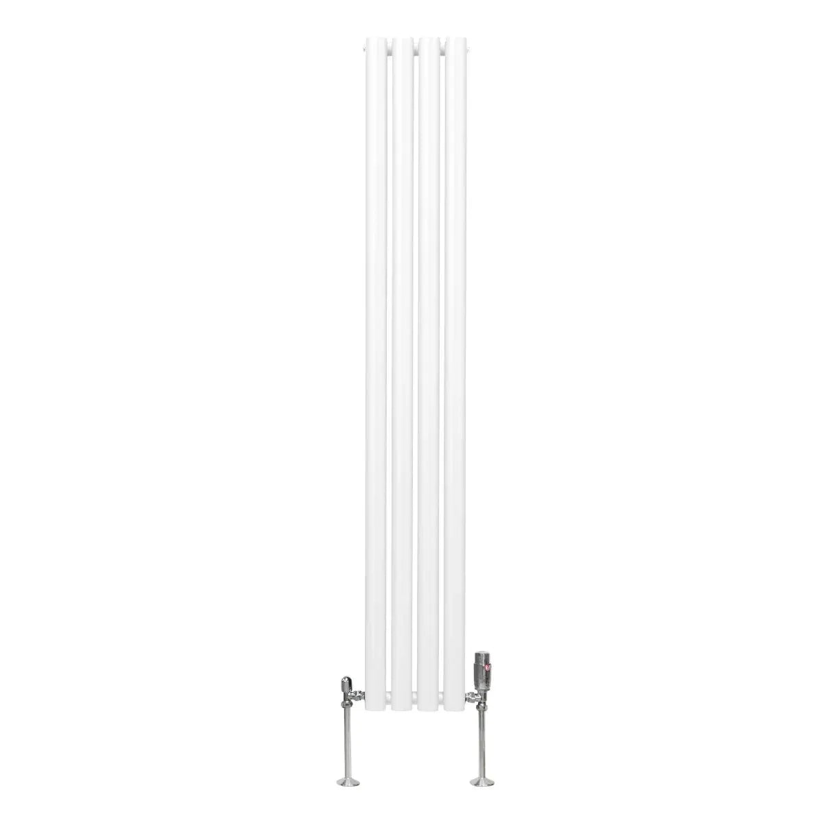 Monster Shop Oval Column Radiator & Valves - 1600mm x 240mm – White -