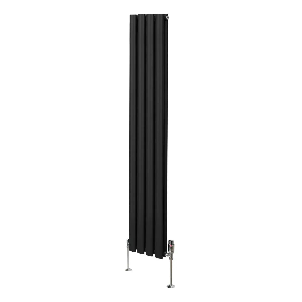Monster Shop Oval Column Radiator & Valves - 1600mm x 240mm – Black -