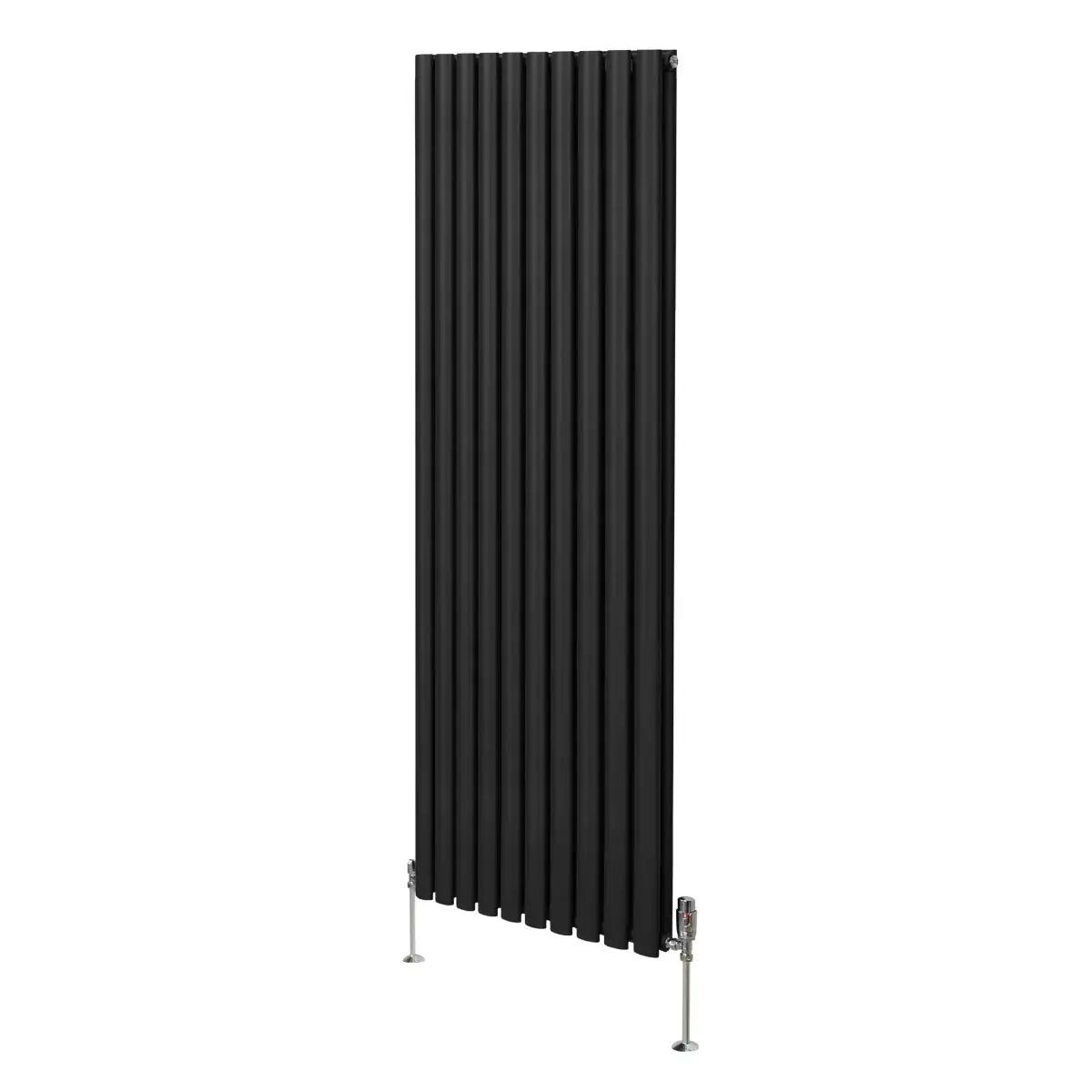 Monster Shop Oval Column Radiator & Valves - 1800mm x 600mm – Black -