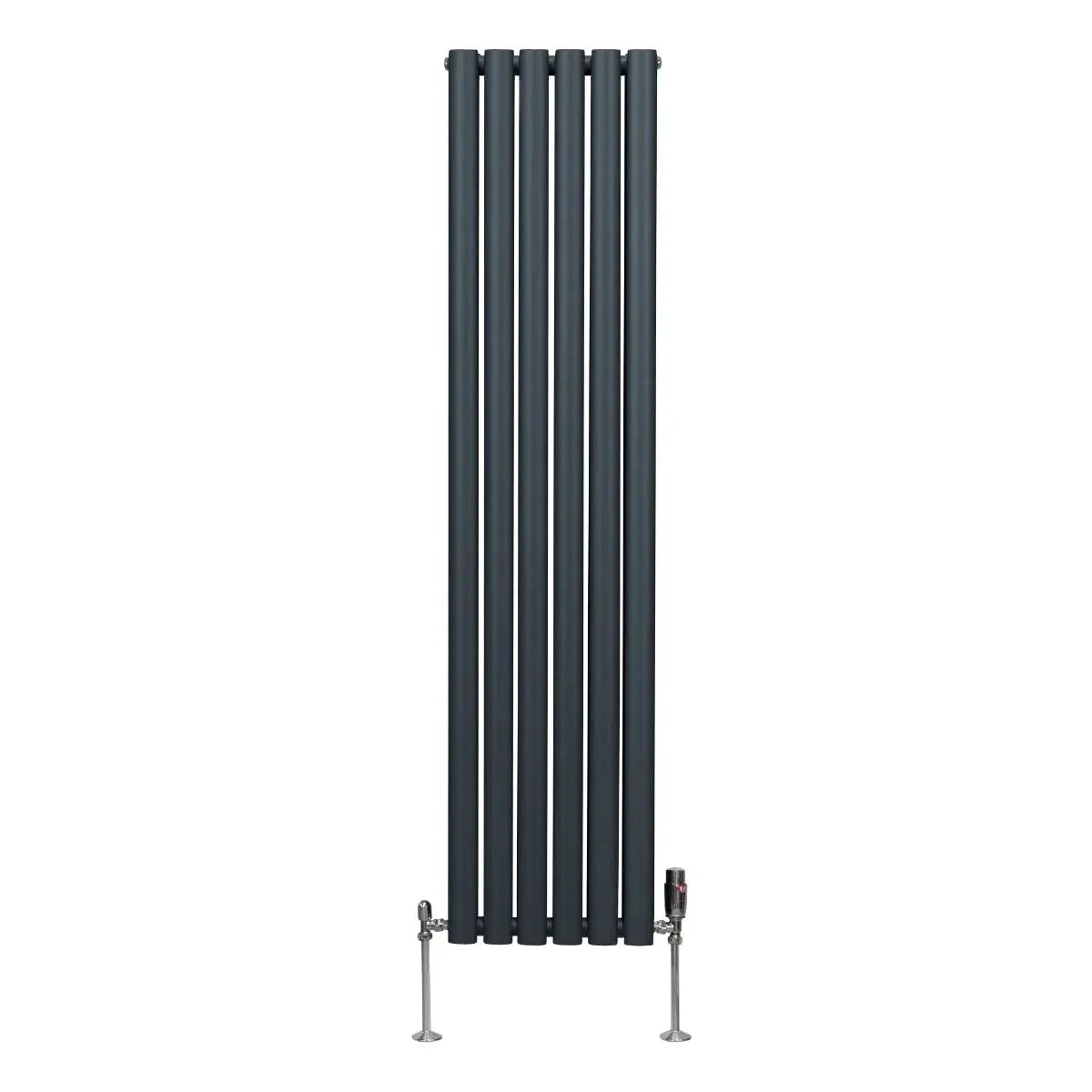 Monster Shop Oval Column Radiator & Valves - 1600mm x 360mm – Anthracite Grey -