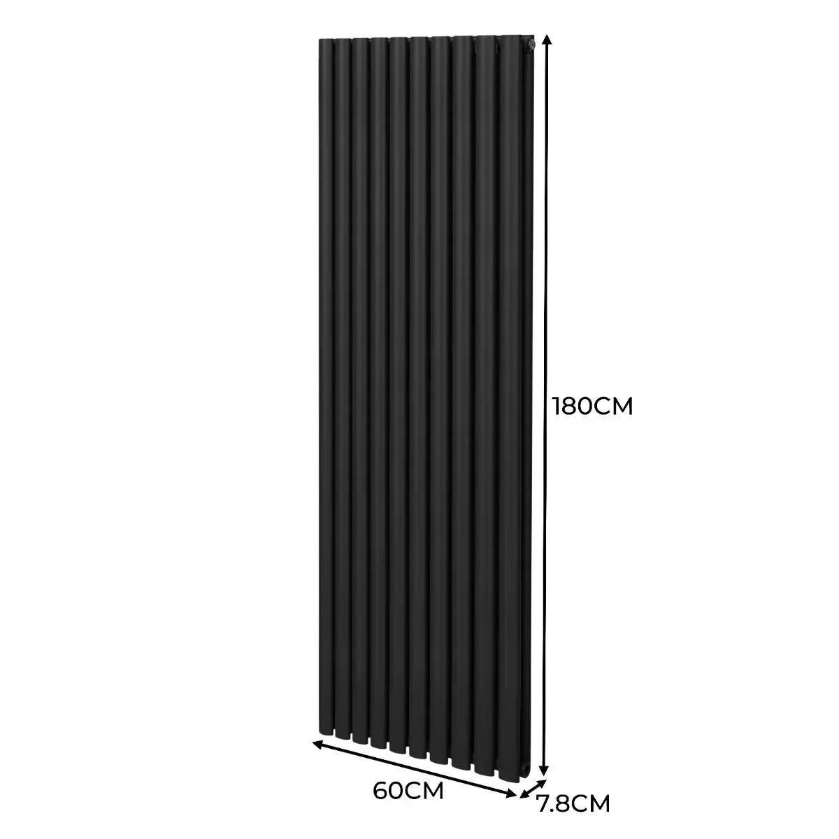 Monster Shop Oval Column Radiator & Valves - 1800mm x 600mm – Black -