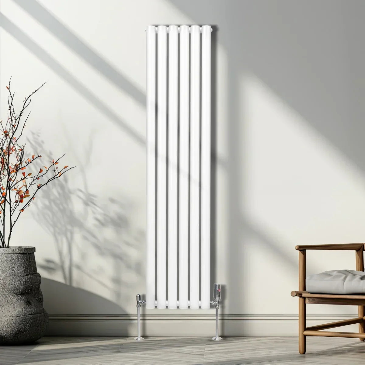 Monster Shop Oval Column Radiator & Valves - 1600mm x 360mm – White -