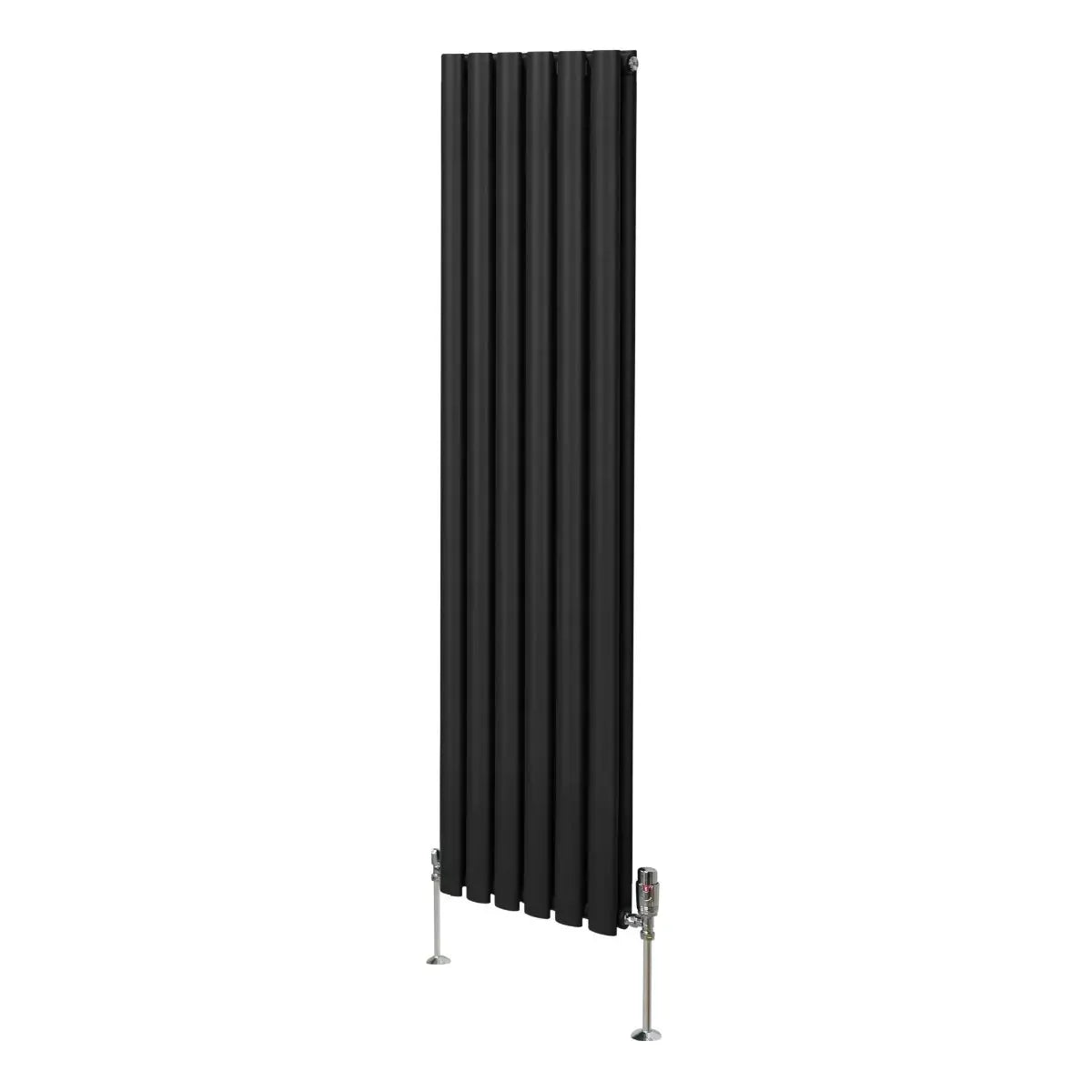 Monster Shop Oval Column Radiator & Valves - 1600mm x 360mm – Black -