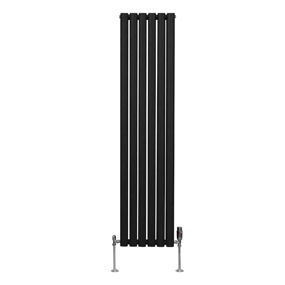 Monster Shop Oval Column Radiator & Valves - 1600mm x 360mm – Black -