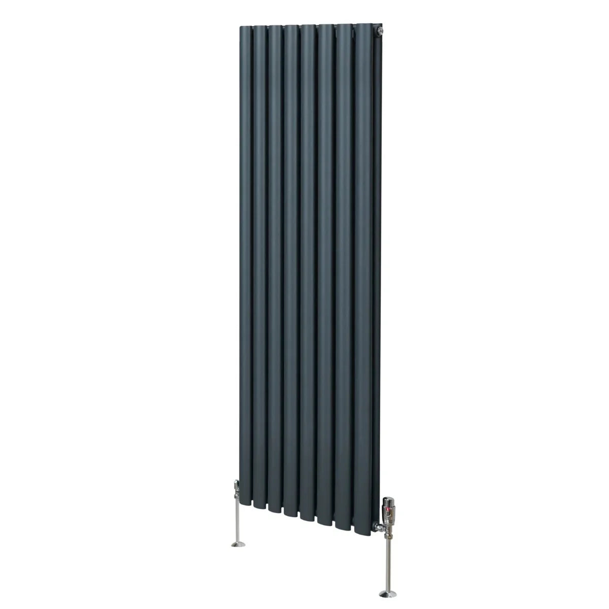 Monster Shop Oval Column Radiator & Valves - 1600mm x 480mm – Anthracite Grey -