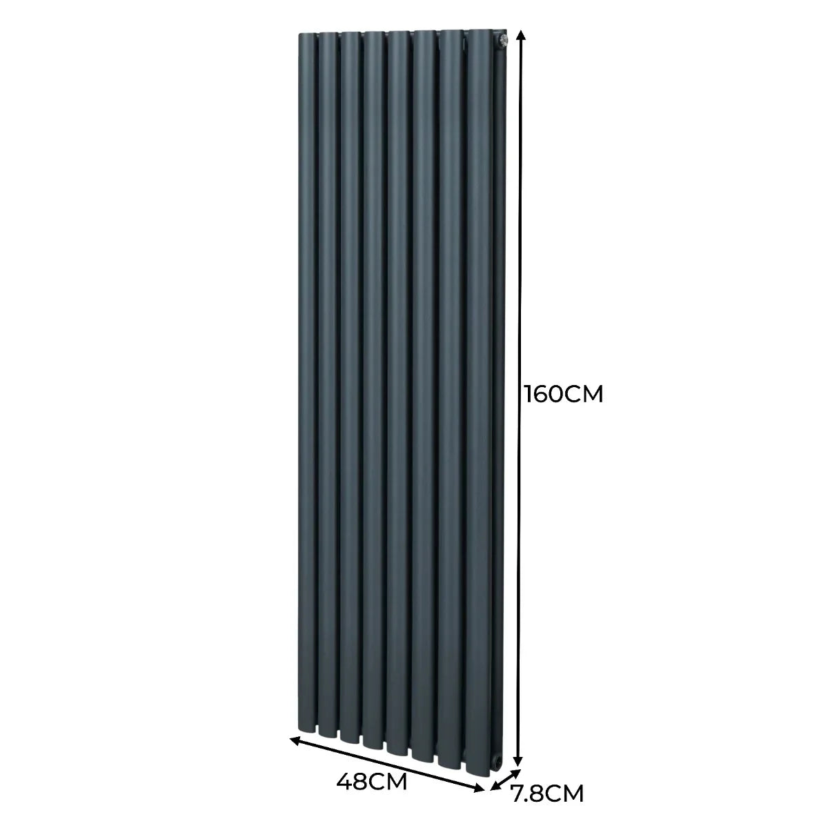 Monster Shop Oval Column Radiator & Valves - 1600mm x 480mm – Anthracite Grey -