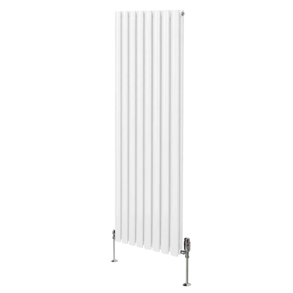 Monster Shop Oval Column Radiator & Valves - 1600mm x 480mm – White -